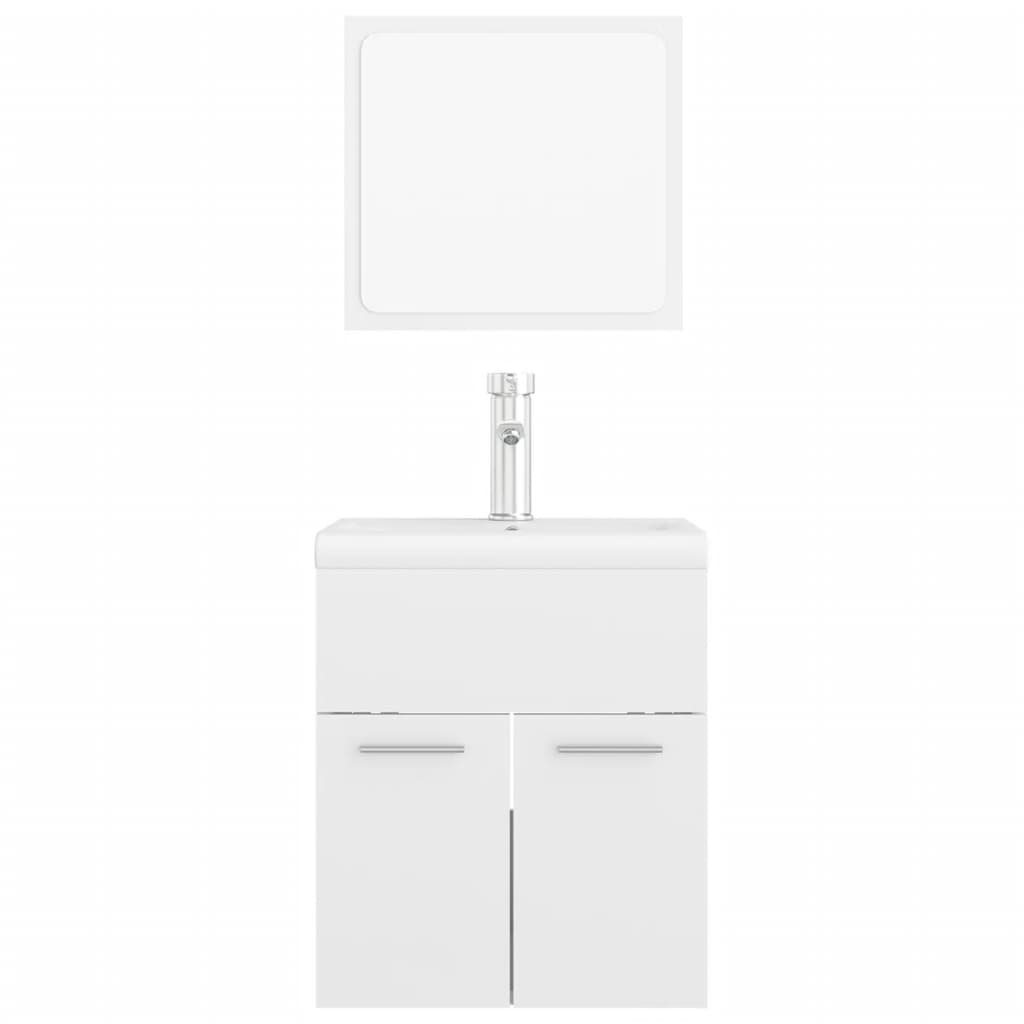 Bathroom Furniture Set High Gloss White Engineered Wood