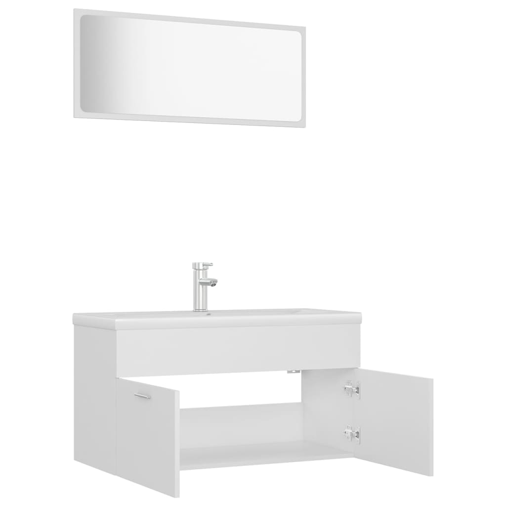 Bathroom Furniture Set White Engineered Wood