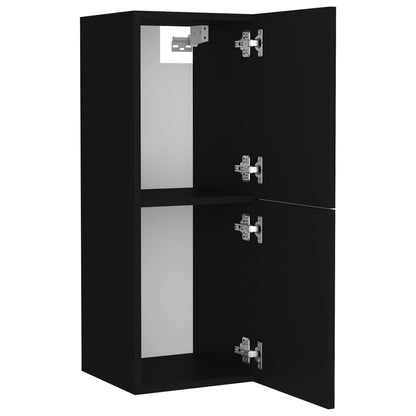 Bathroom Furniture Set Black Engineered Wood