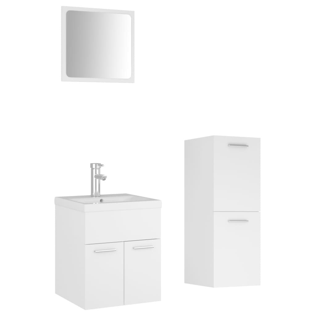 Bathroom Furniture Set White Engineered Wood