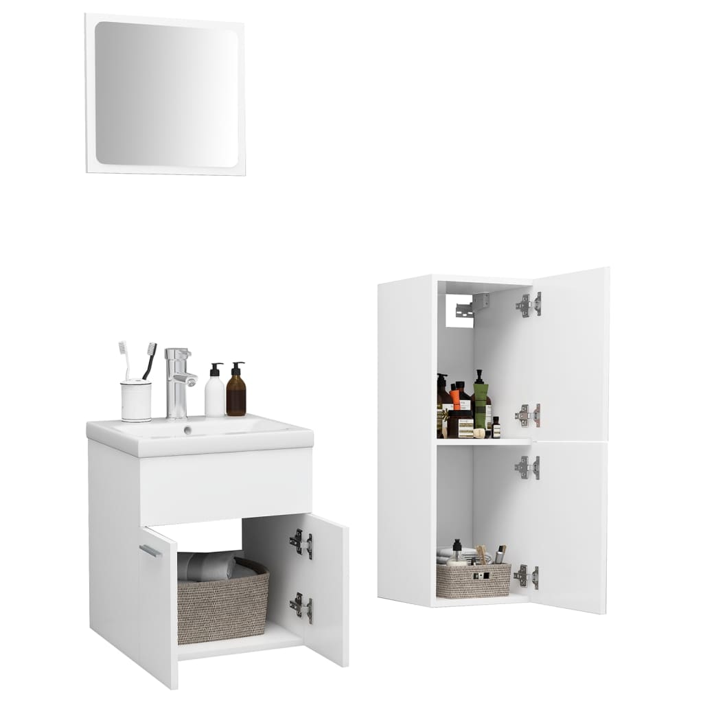 Bathroom Furniture Set White Engineered Wood