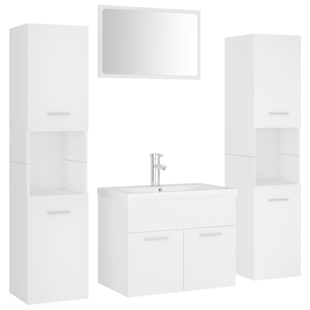 Bathroom Furniture Set White Engineered Wood