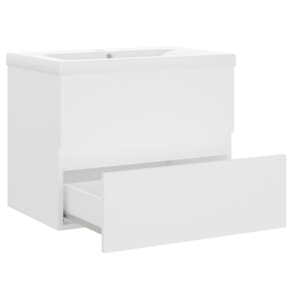 Sink Cabinet with Built-in Basin White Engineered Wood