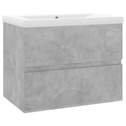 Sink Cabinet with Built-in Basin Concrete Grey Engineered Wood - Bend