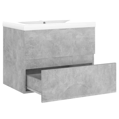 Sink Cabinet with Built-in Basin Concrete Grey Engineered Wood - Bend