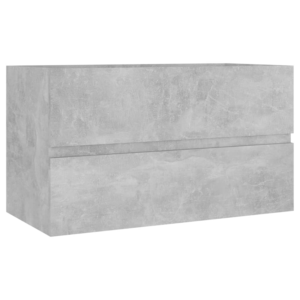 Sink Cabinet with Built-in Basin Concrete Grey Engineered Wood - Bend