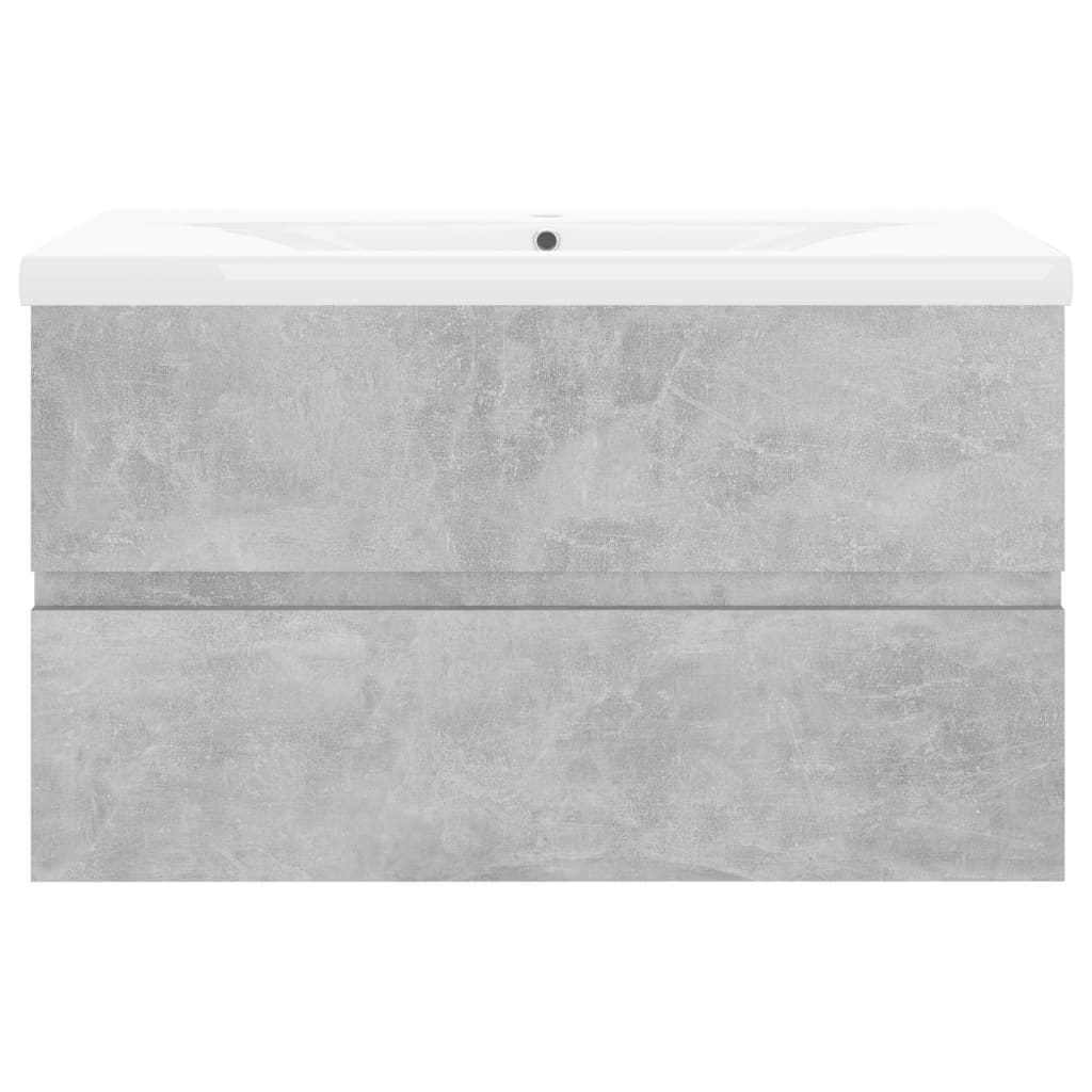 Sink Cabinet with Built-in Basin Concrete Grey Engineered Wood - Bend