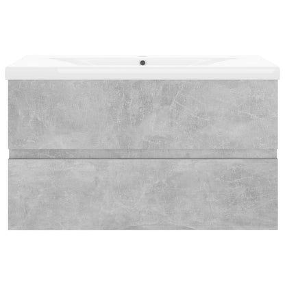 Sink Cabinet with Built-in Basin Concrete Grey Engineered Wood - Bend