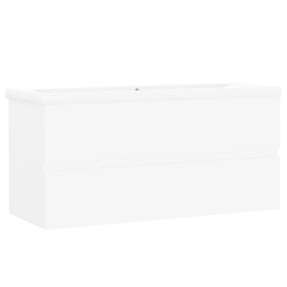 Sink Cabinet with Built-in Basin White Engineered Wood