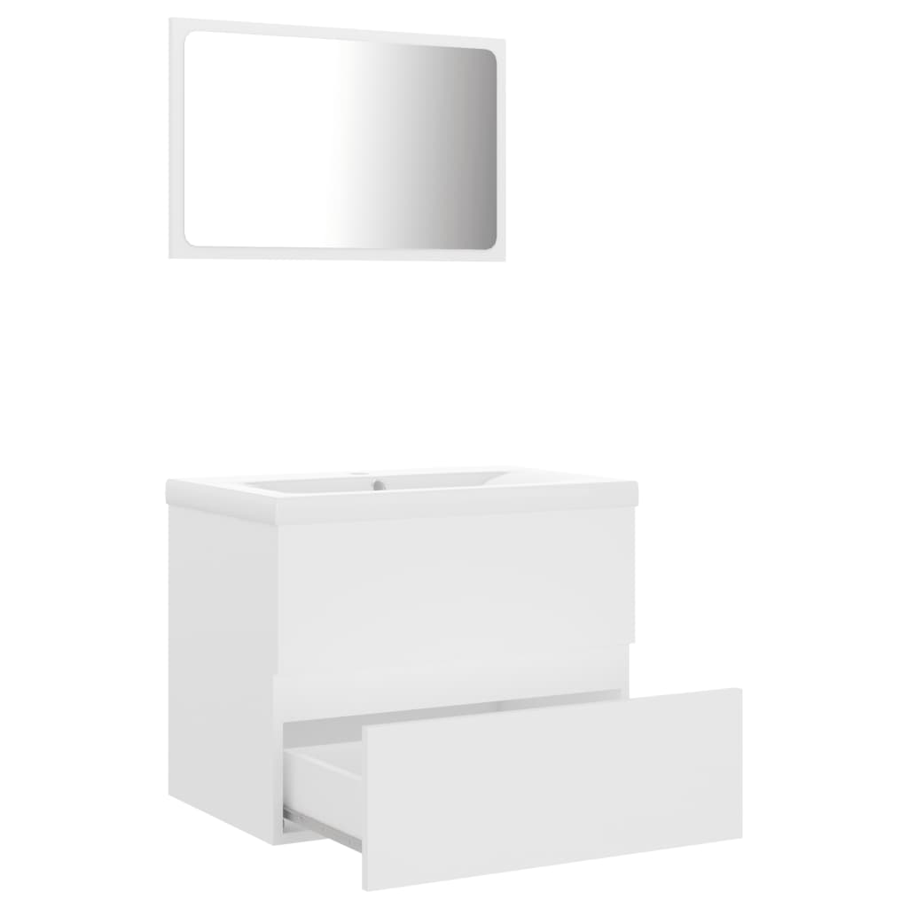 Bathroom Furniture Set White Engineered Wood