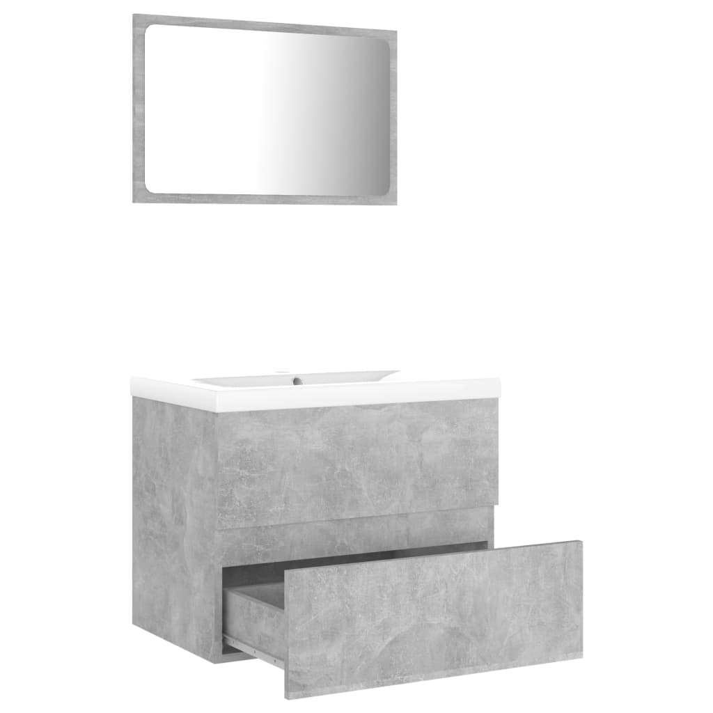 Bathroom Furniture Set Concrete Grey Engineered Wood