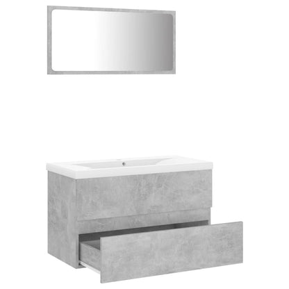 Bathroom Furniture Set Concrete Grey Engineered Wood