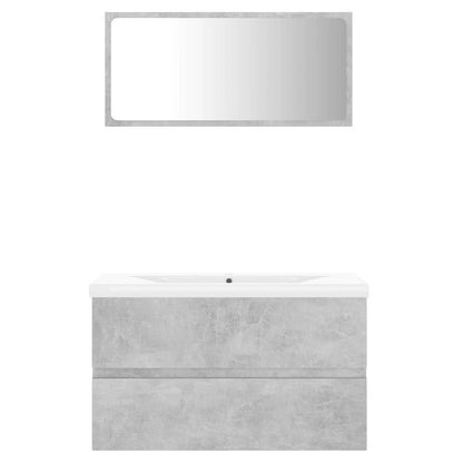 Bathroom Furniture Set Concrete Grey Engineered Wood