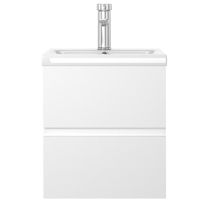 Sink Cabinet with Built-in Basin White Engineered Wood