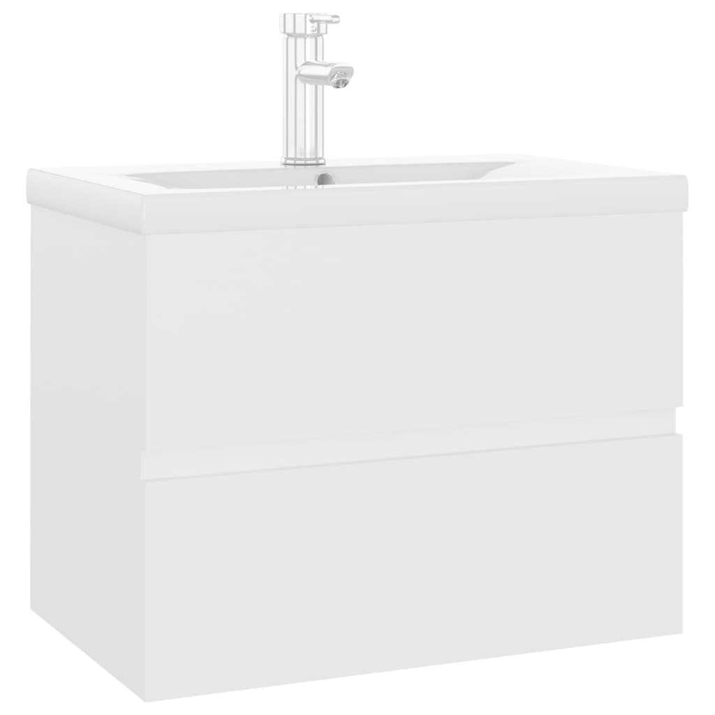 Sink Cabinet with Built-in Basin White Engineered Wood - Bend