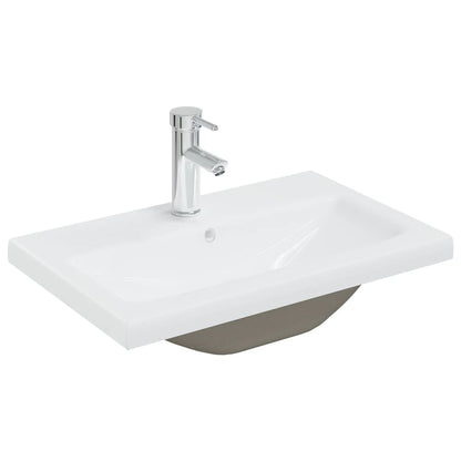 Sink Cabinet with Built-in Basin White Engineered Wood - Bend