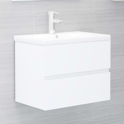 Sink Cabinet with Built-in Basin White Engineered Wood - Bend