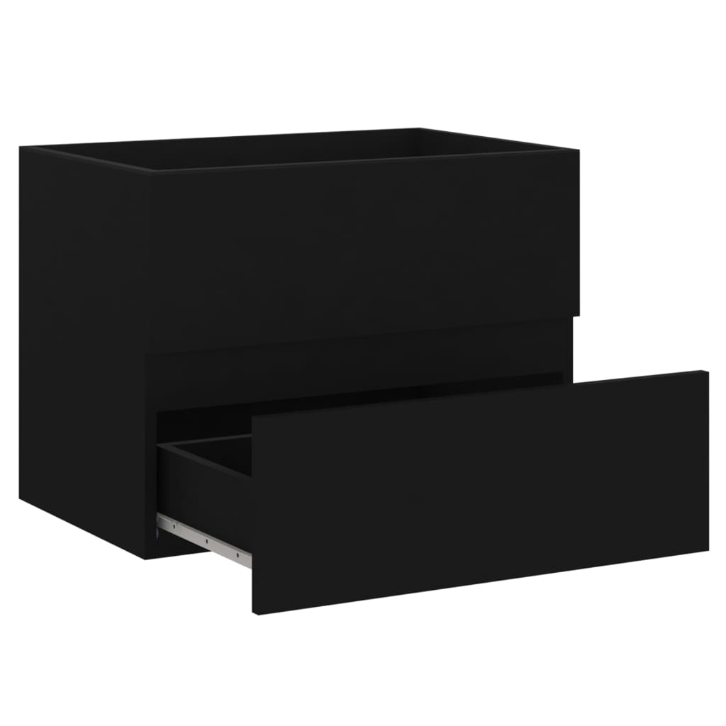 Bathroom Furniture Set Black Engineered Wood