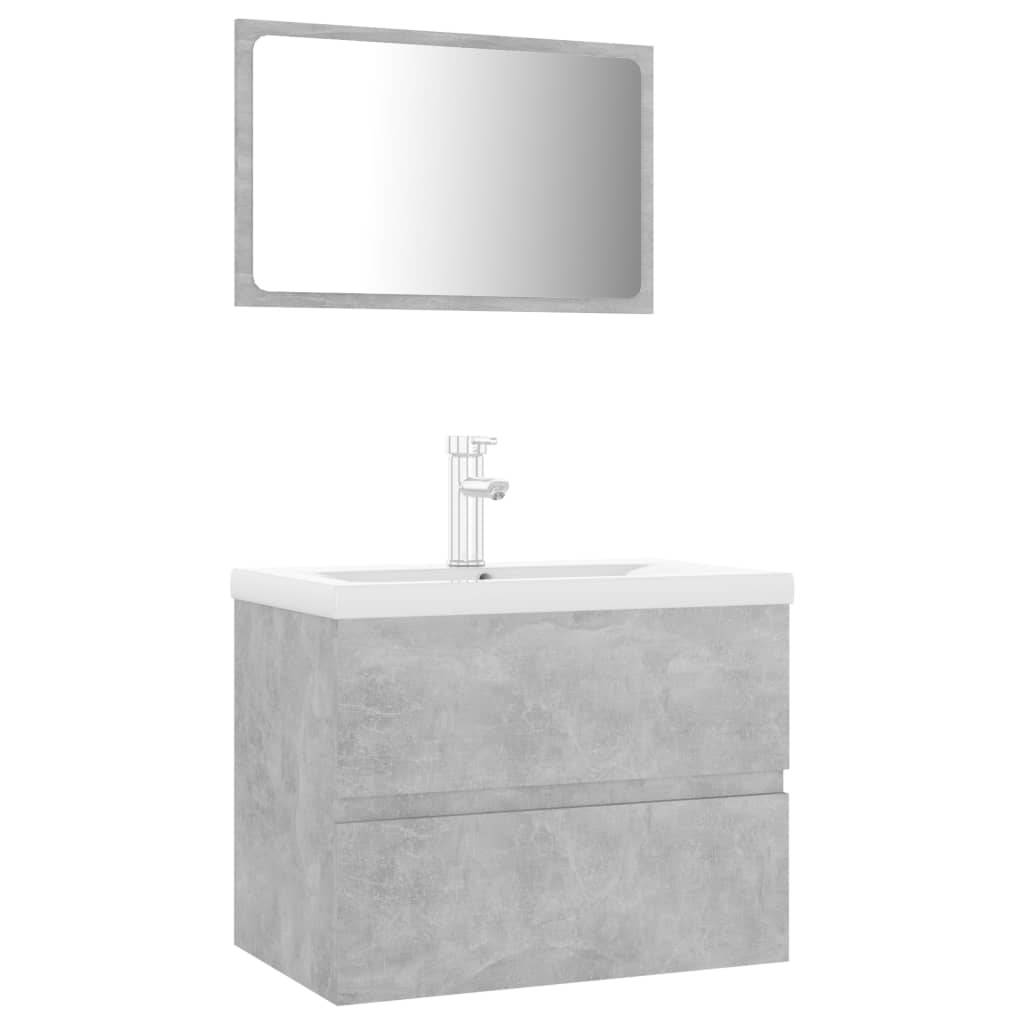 Bathroom Furniture Set Concrete Grey Engineered Wood