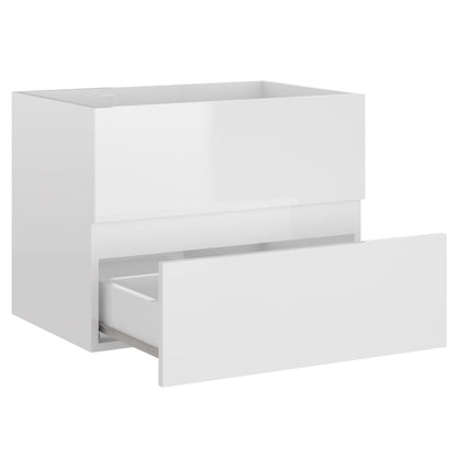 Bathroom Furniture Set High Gloss White Engineered Wood