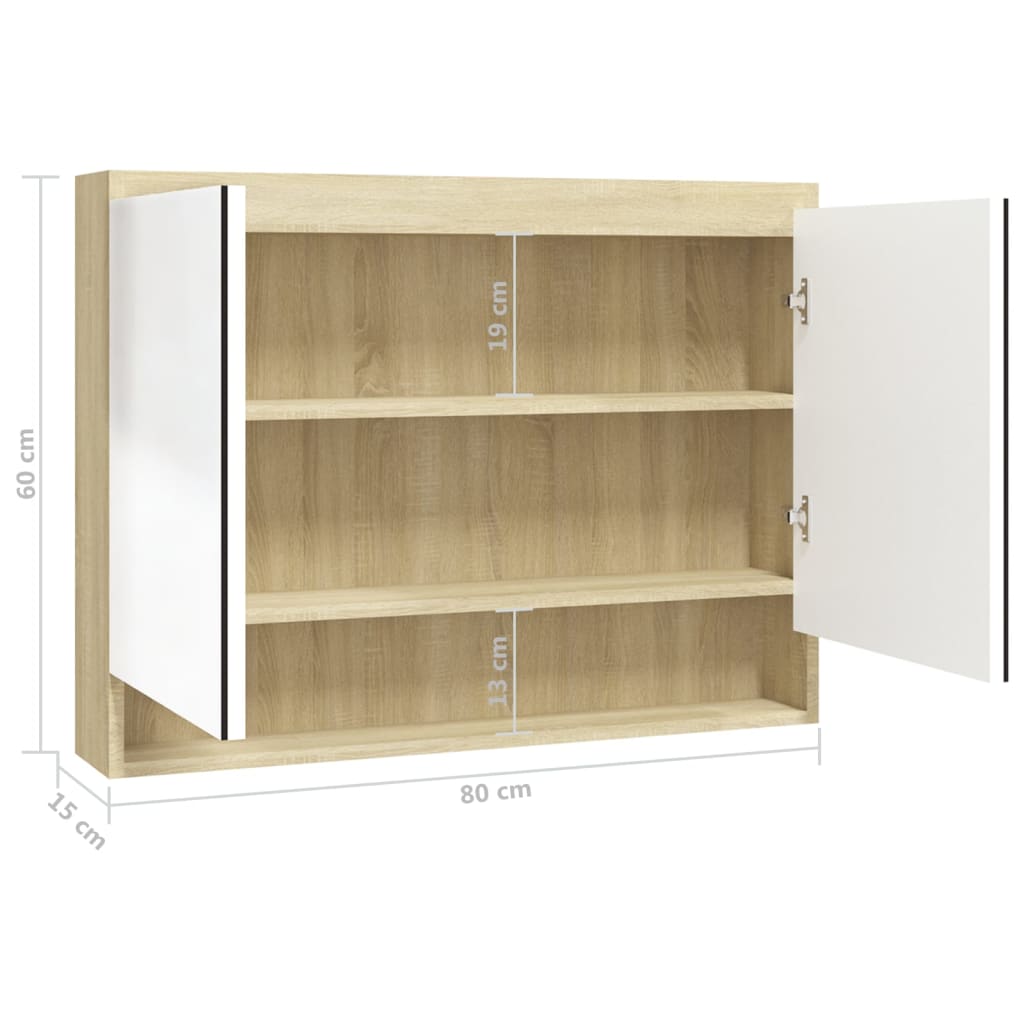 Bathroom Mirror Cabinet 80x15x60 cm MDF - Various Finishes - Bend