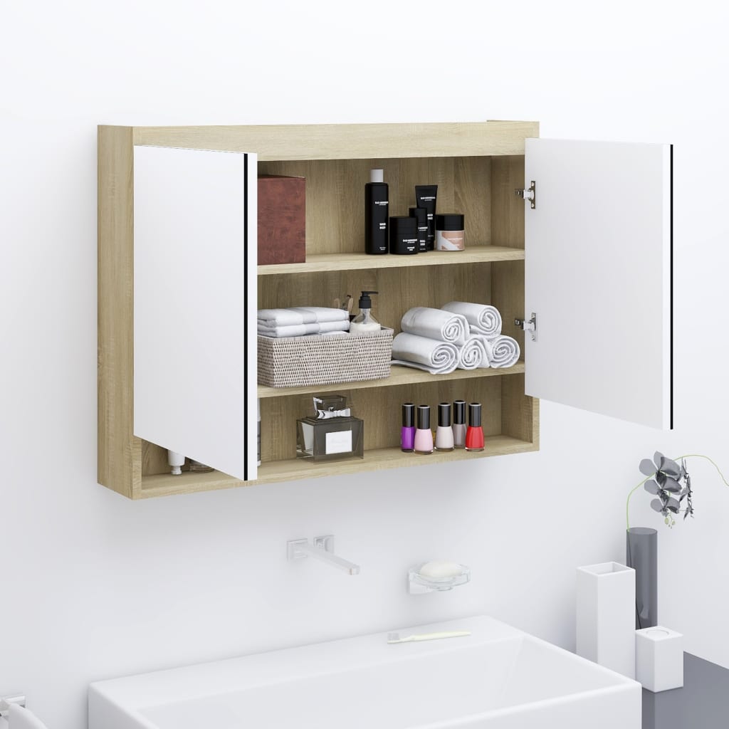 Bathroom Mirror Cabinet 80x15x60 cm MDF - Various Finishes - Bend