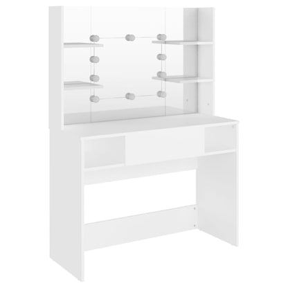 Makeup Table with LED Lights 100x40x135 cm MDF White