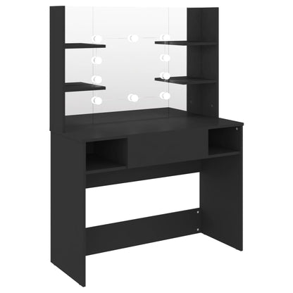 Makeup Table with LED Lights 100x40x135 cm MDF Black