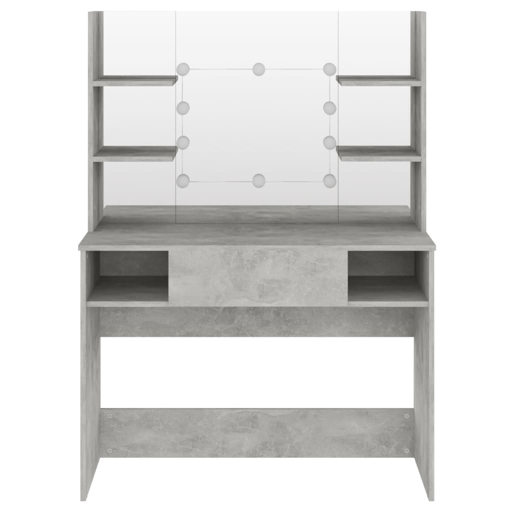 Makeup Table with LED Lights 100x40x135 cm MDF Concrete Grey - Bend