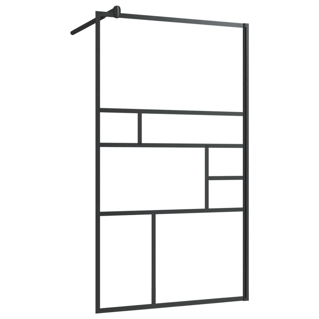 Walk-in Shower Wall with Clear ESG Glass 90x195 cm Black