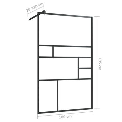 Walk-in Shower Wall with Clear ESG Glass 100x195 cm Black