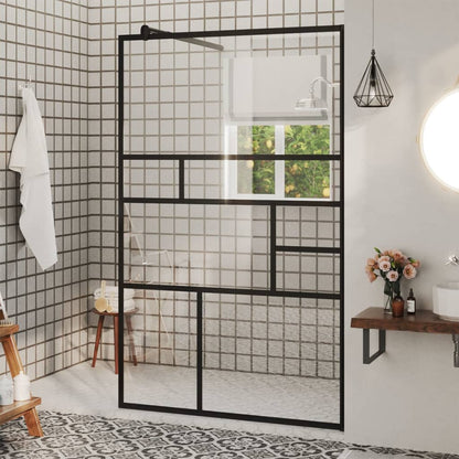 Walk-in Shower Wall with Clear ESG Glass 100x195 cm Black