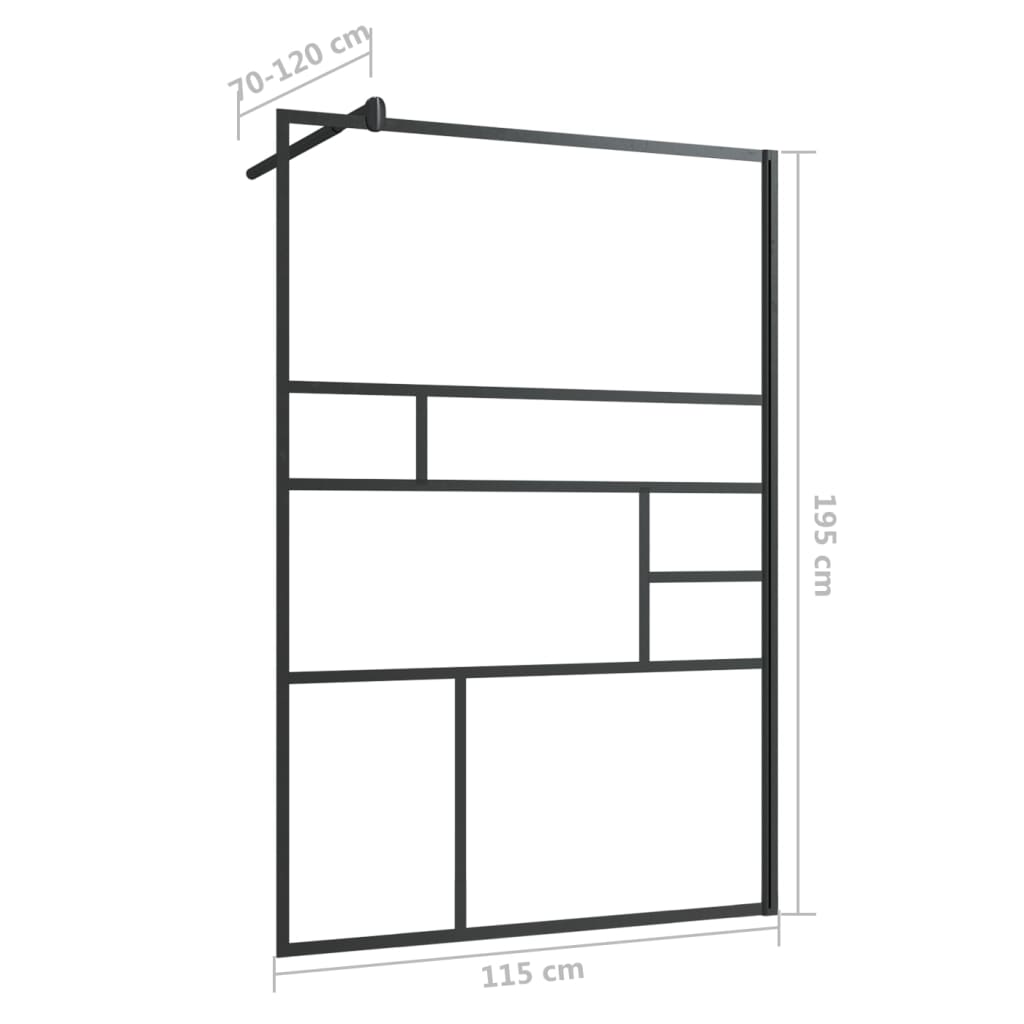 Walk-in Shower Wall with Clear ESG Glass 115x195 cm Black