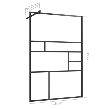 Walk-in Shower Wall with Clear ESG Glass 115x195 cm Black