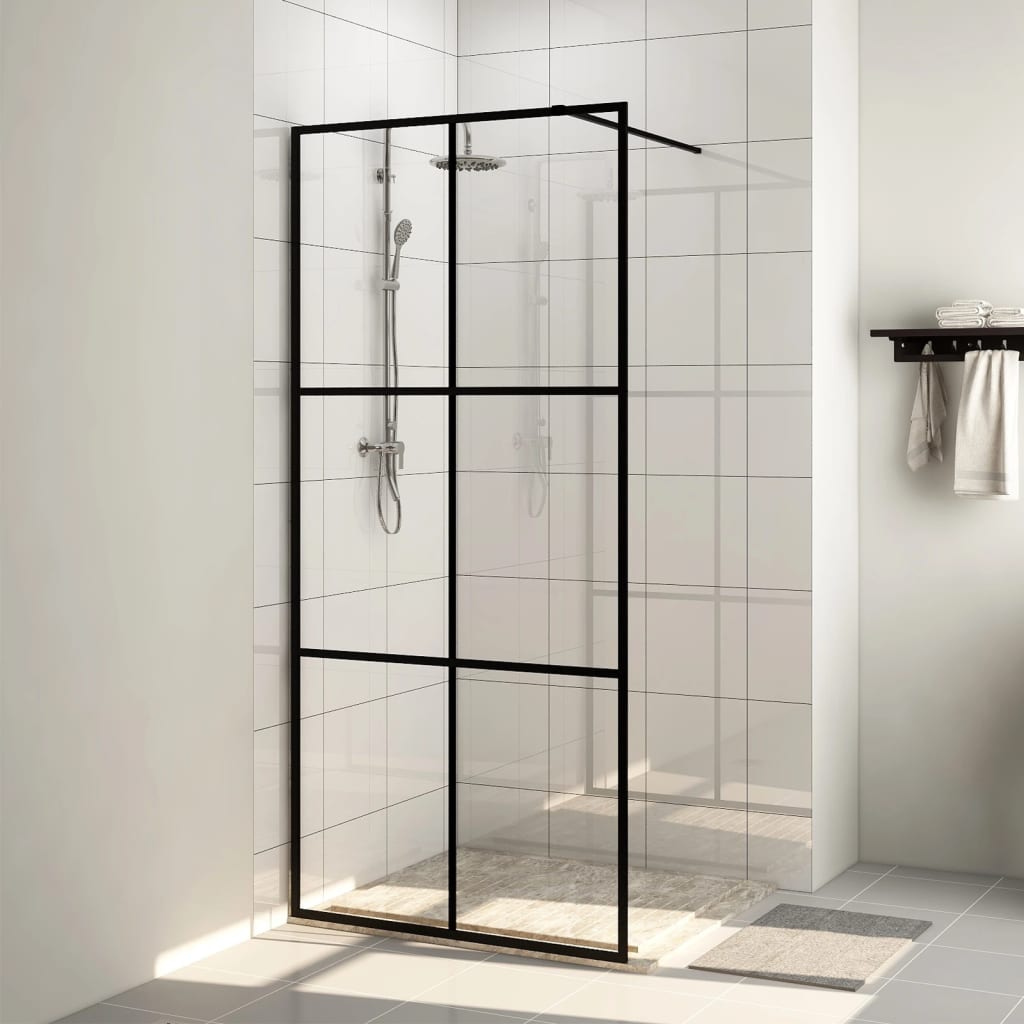 Walk-in Shower Wall with Clear ESG Glass 115x195 cm Black - Bend