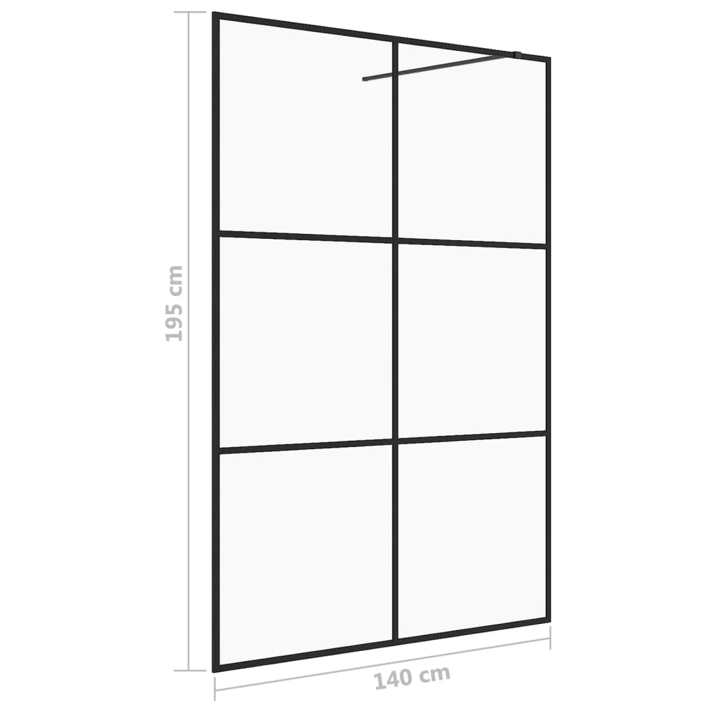 Walk-in Shower Wall with Clear ESG Glass 140x195 cm Black