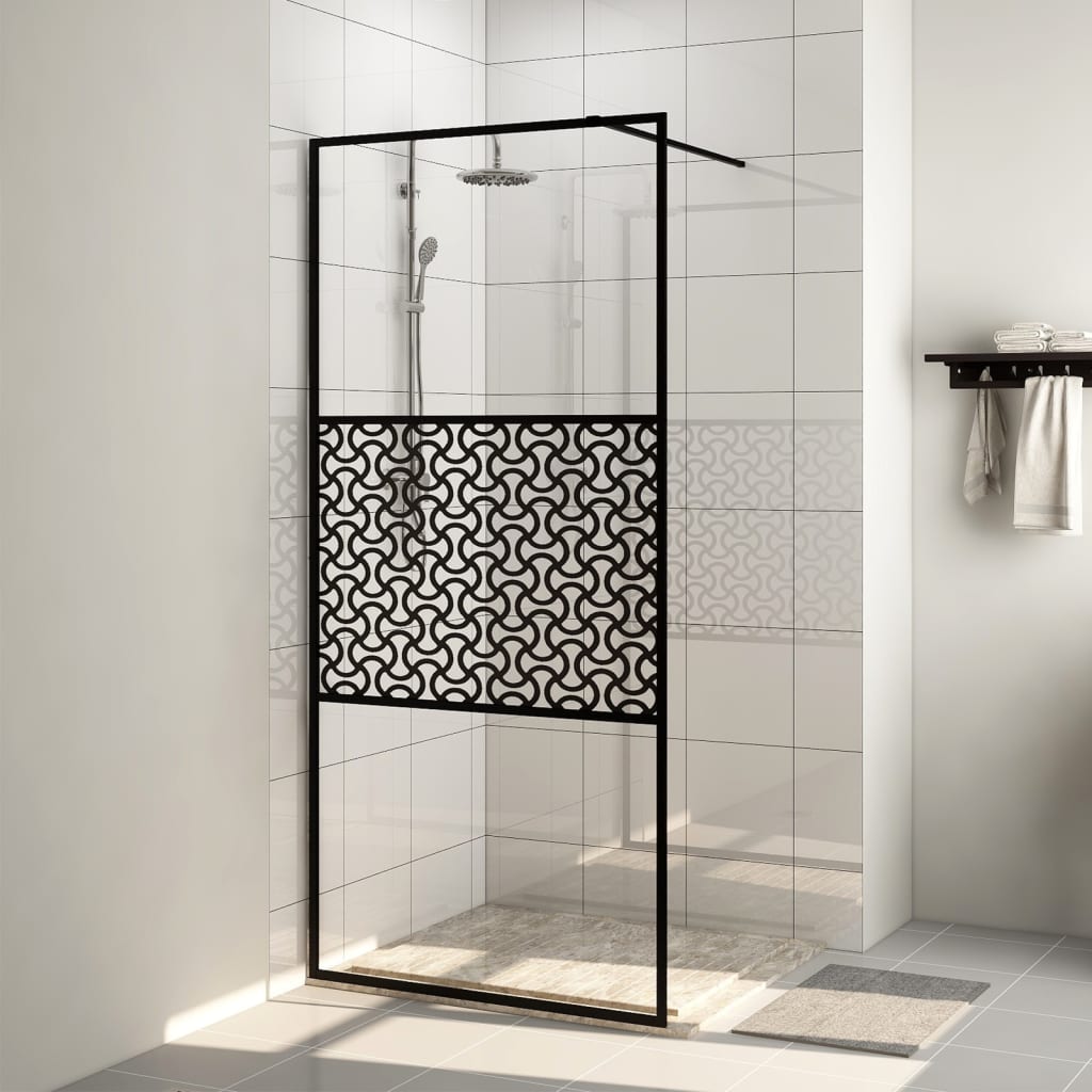 Walk-in Shower Wall with Clear ESG Glass 100x195 cm Black - Bend