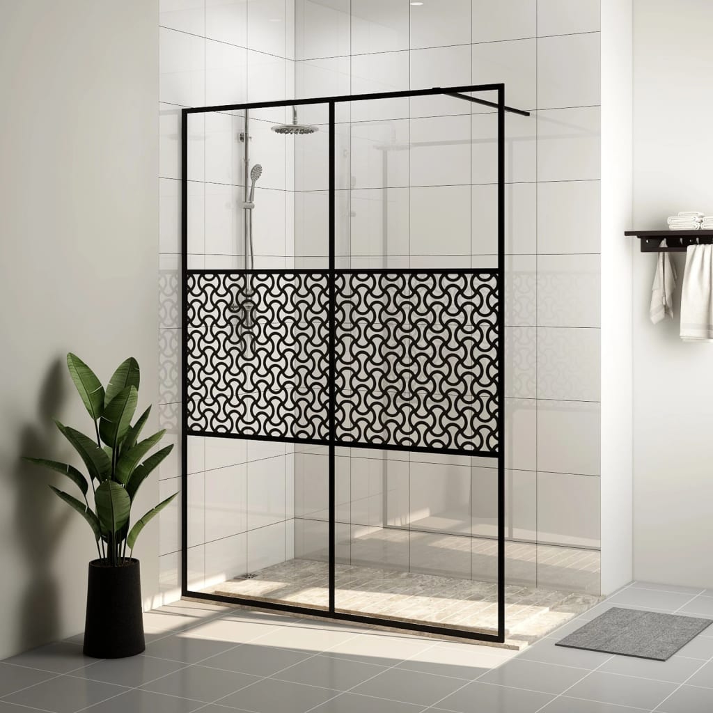 Walk-in Shower Wall with Clear ESG Glass 140x195 cm Black - Bend