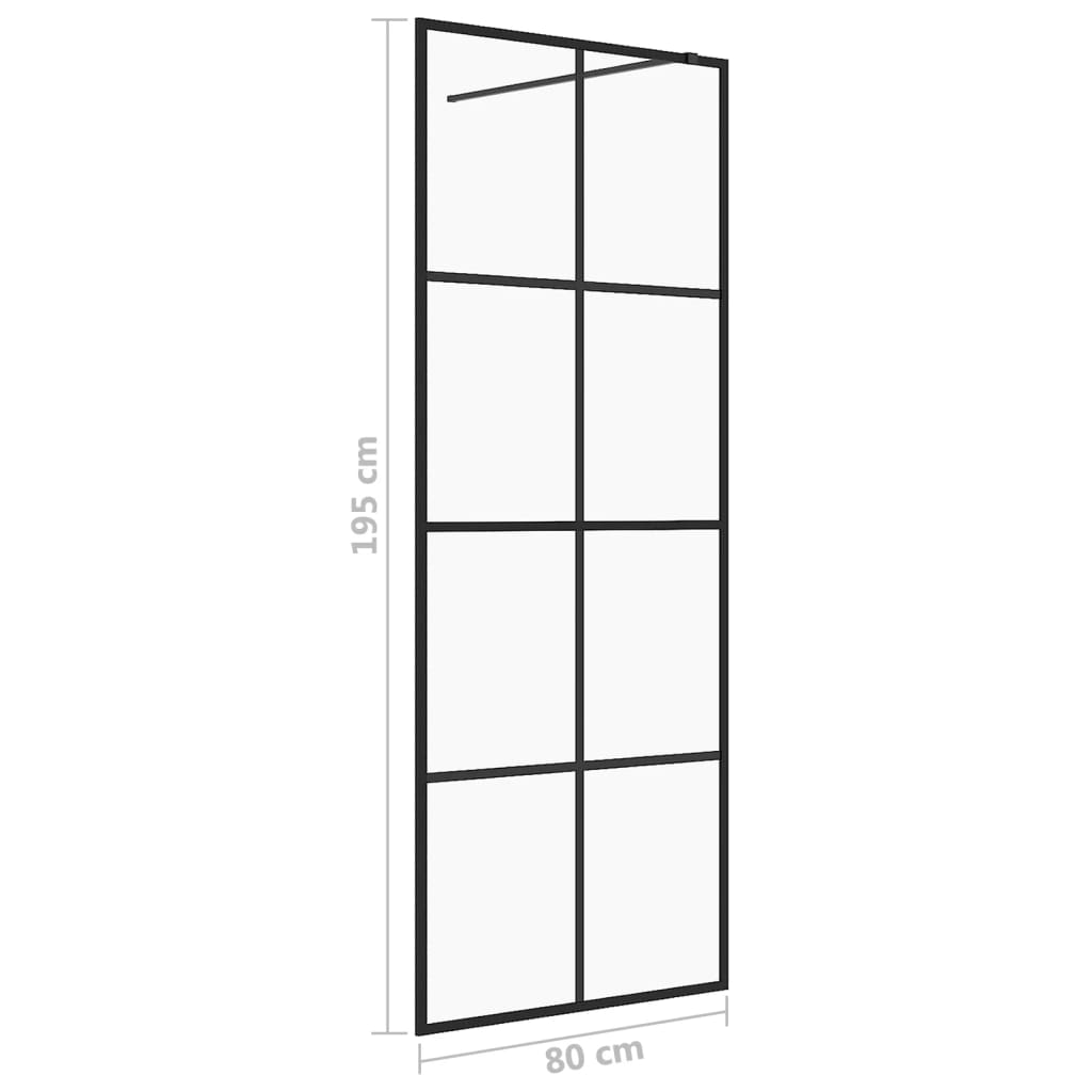 Walk-in Shower Wall with Clear ESG Glass 80x195 cm Black - Bend