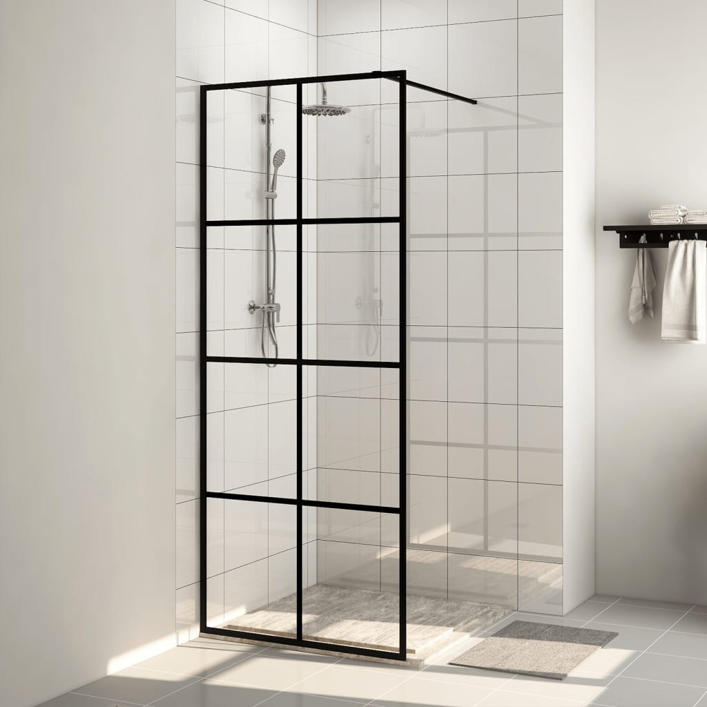 Walk-in Shower Wall with Clear ESG Glass 80x195 cm Black - Bend