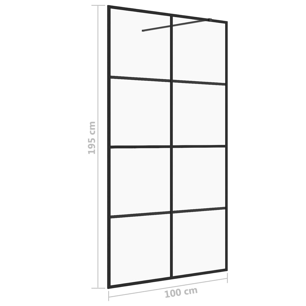 Walk-in Shower Wall with Clear ESG Glass 100x195 cm Black - Bend