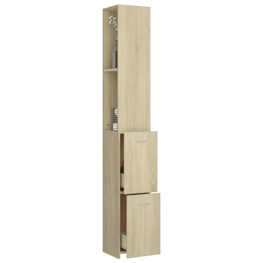 Bathroom Cabinet Sonoma Oak 25x26.5x170 cm Engineered Wood