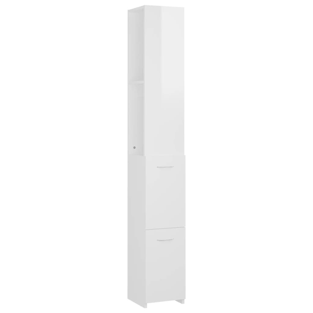 Bathroom Cabinet High Gloss White 25x26.5x170 cm Engineered Wood