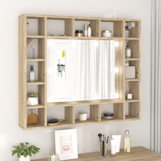 Mirror Cabinet with LED Sonoma Oak 91x15x76.5 cm - Bend