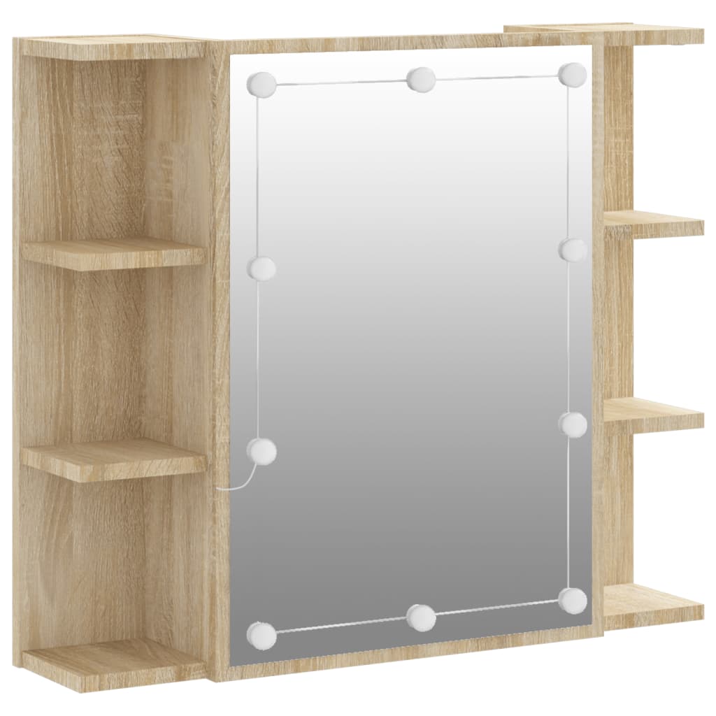 Mirror Cabinet with LED Sonoma Oak 70x16.5x60 cm - Bend