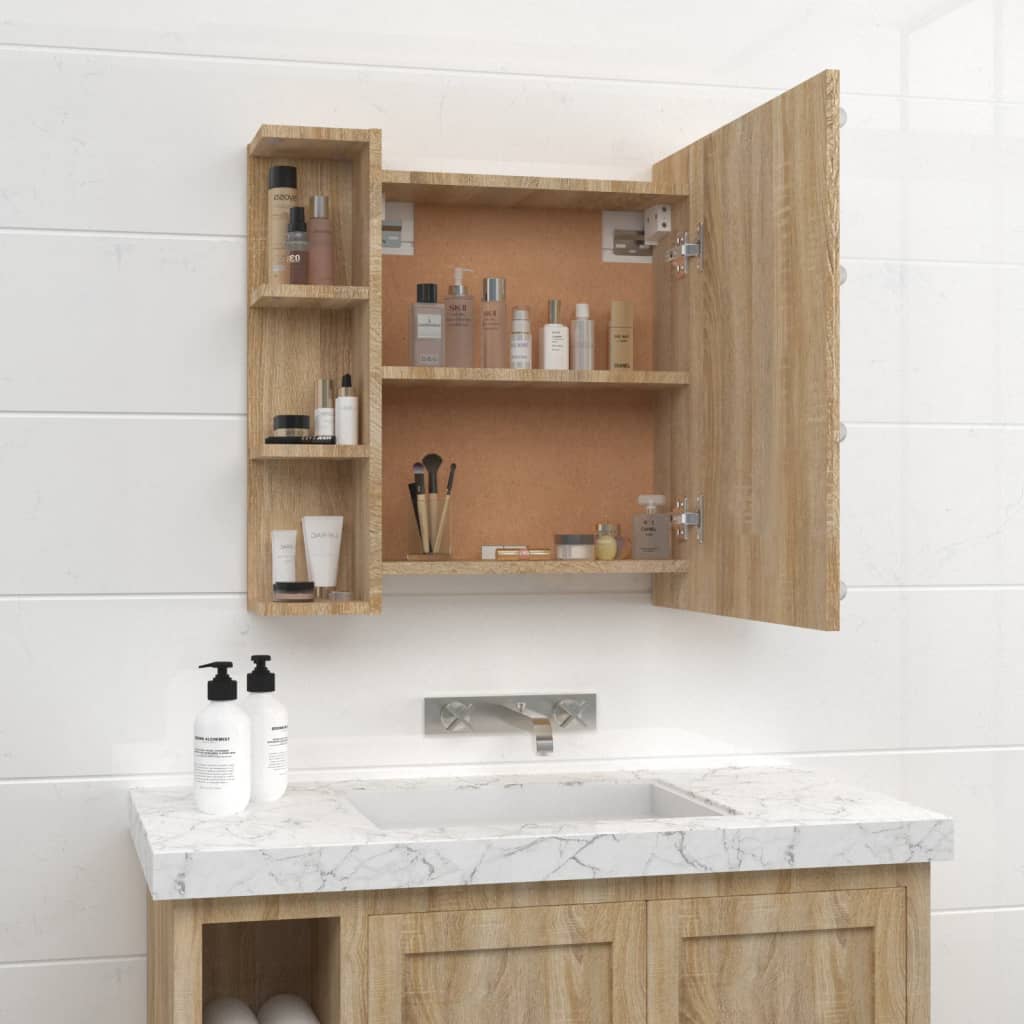 Mirror Cabinet with LED Sonoma Oak 70x16.5x60 cm - Bend