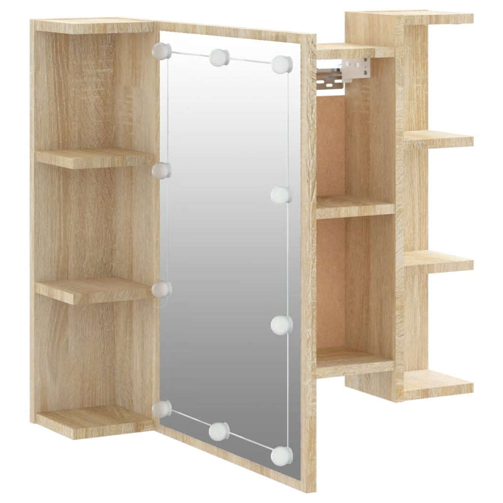 Mirror Cabinet with LED Sonoma Oak 70x16.5x60 cm - Bend