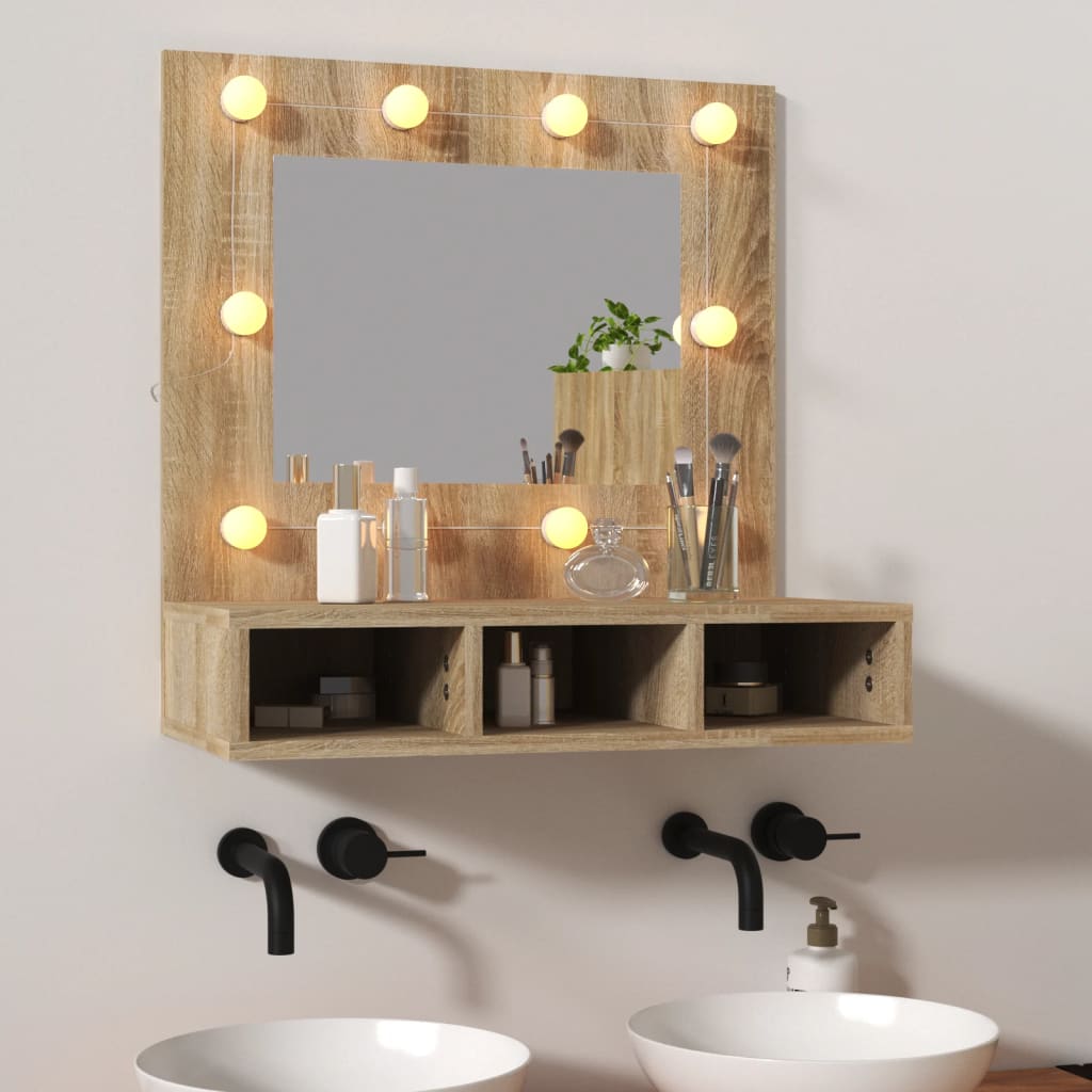 Mirror Cabinet with LED Sonoma Oak 60x31.5x62 cm - Bend