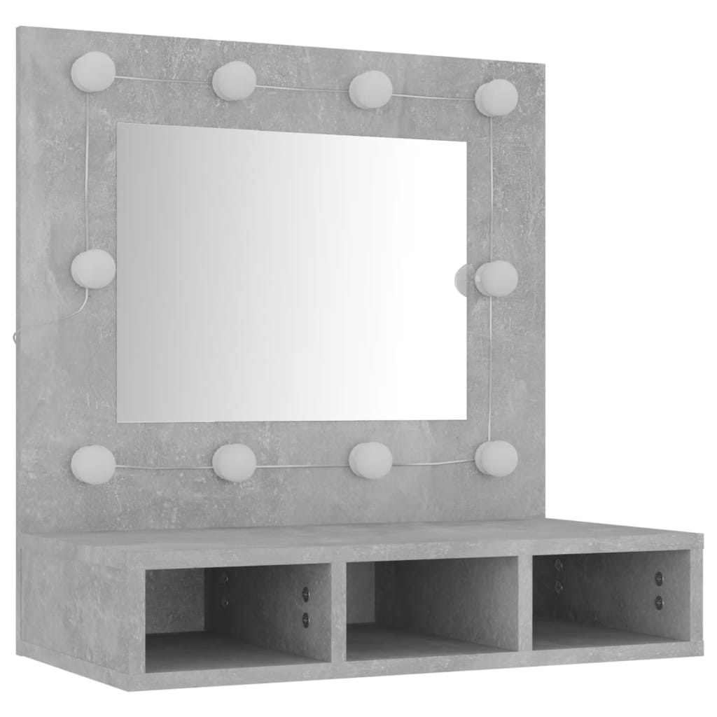 Mirror Cabinet with LED Concrete Grey 60x31.5x62 cm