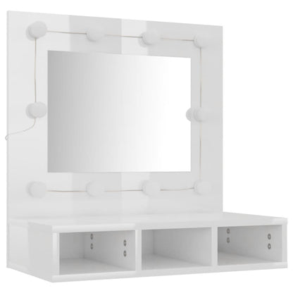 Mirror Cabinet with LED High Gloss White 60x31.5x62 cm - Bend